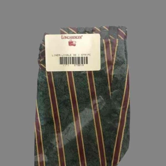 2 Pairs Longaberger Floral And Stripe Print Holiday Cheer Bread Basket Liner - Picture 4 of 8